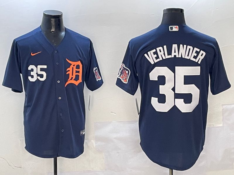 Men Detroit Tigers #35 Verlander Drak Blue Game 2025 Nike MLB Jersey style 3112